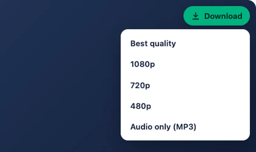 The Download button and its quality menu on a video page